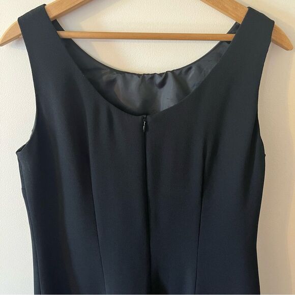 Vintage 90’s Sleeveless Sheath Dress Black Crepe Floral Embroidery Beading 8 - Picture 4 of 9